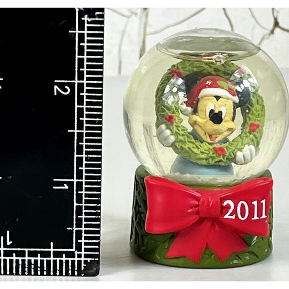 Disney JC Penney Giving Tree 2011 Mickey Mouse Christmas Mini Snow Globe NO BOX - Picture 6 of 6